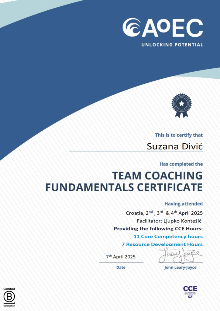 Team Coaching certificate